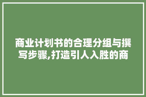 商业计划书的合理分组与撰写步骤,打造引人入胜的商业蓝图