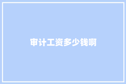审计工资多少钱啊