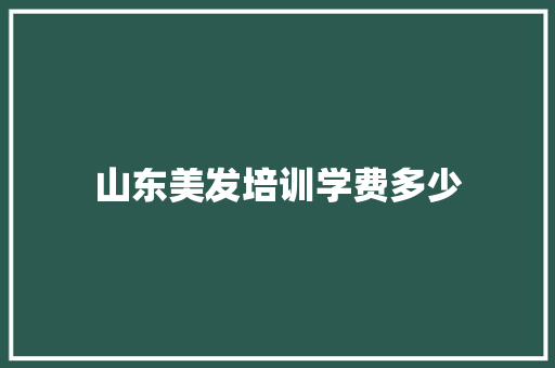 山东美发培训学费多少