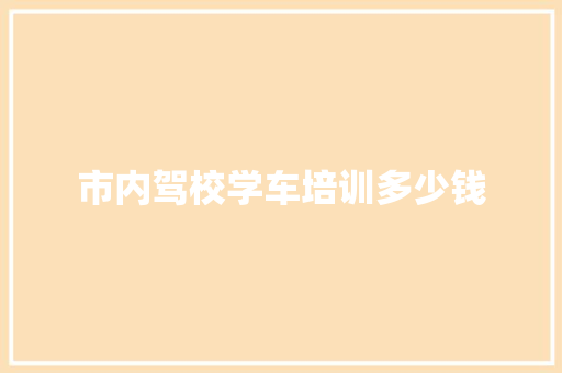 市内驾校学车培训多少钱