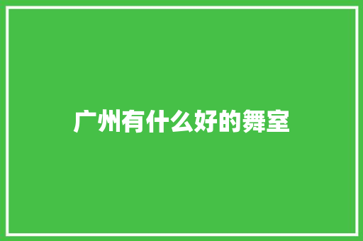 广州有什么好的舞室
