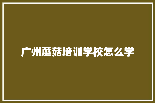 广州蘑菇培训学校怎么学