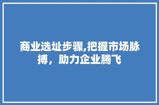商业选址步骤,把握市场脉搏，助力企业腾飞