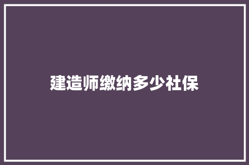 建造师缴纳多少社保