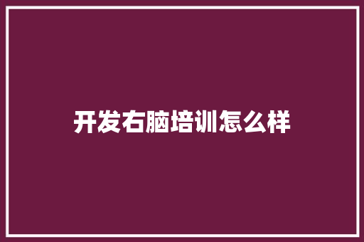 开发右脑培训怎么样