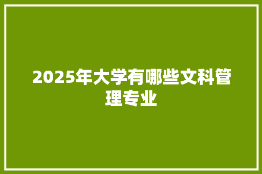2025年大学有哪些文科管理专业