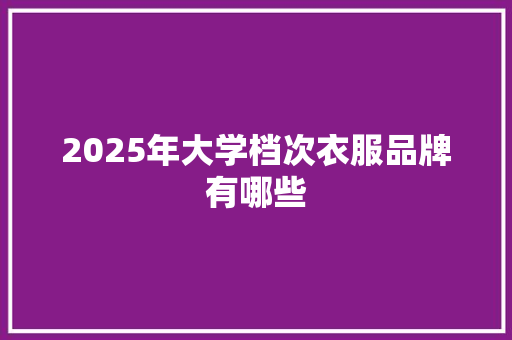 2025年大学档次衣服品牌有哪些