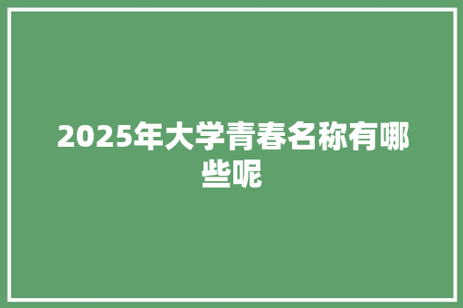 2025年大学青春名称有哪些呢