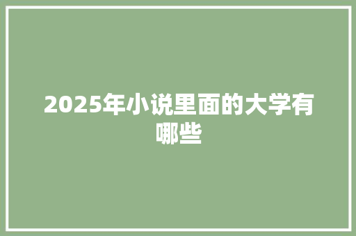 2025年小说里面的大学有哪些