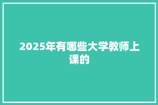 2025年有哪些大学教师上课的 工作总结