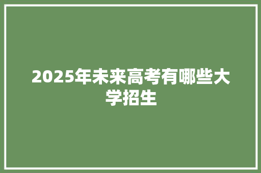 2025年未来高考有哪些大学招生