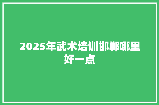 2025年武术培训邯郸哪里好一点