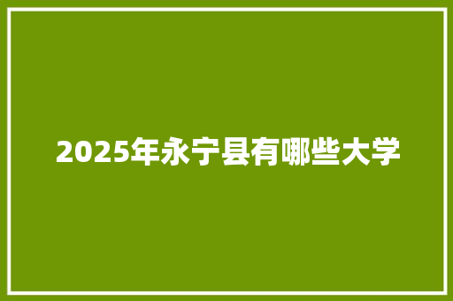 2025年永宁县有哪些大学