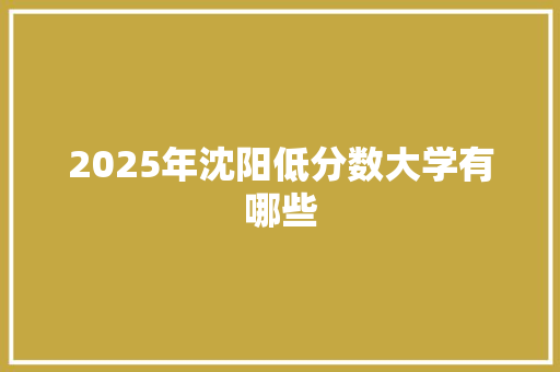 2025年沈阳低分数大学有哪些