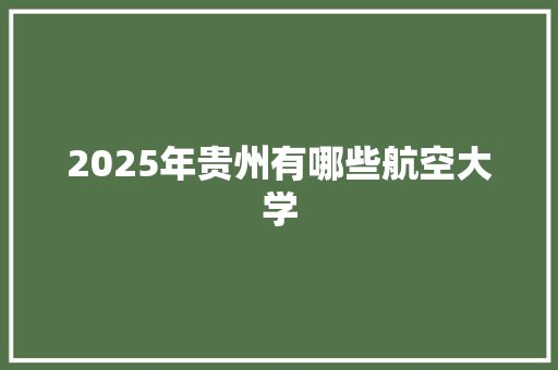 2025年贵州有哪些航空大学