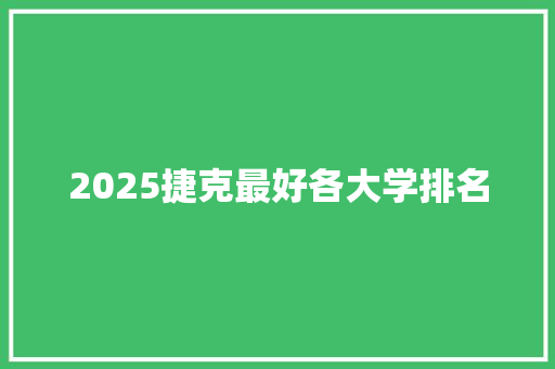 2025捷克最好各大学排名