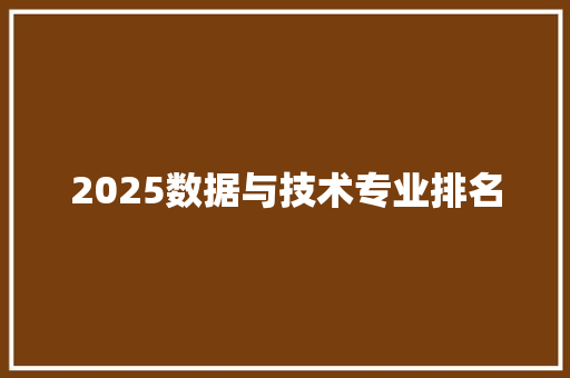 2025数据与技术专业排名