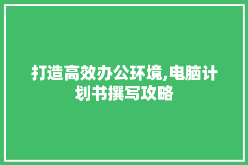打造高效办公环境,电脑计划书撰写攻略