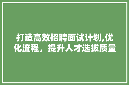 打造高效招聘面试计划,优化流程，提升人才选拔质量