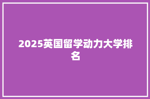 2025英国留学动力大学排名