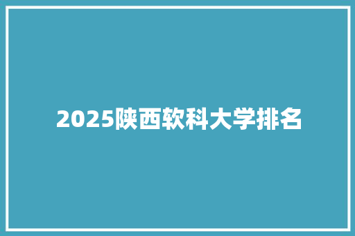 2025陕西软科大学排名
