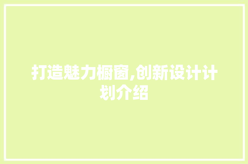 打造魅力橱窗,创新设计计划介绍