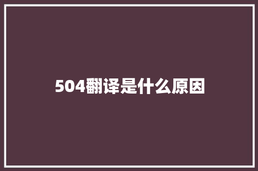 504翻译是什么原因