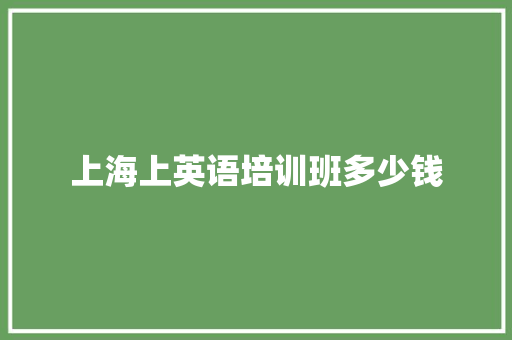 上海上英语培训班多少钱