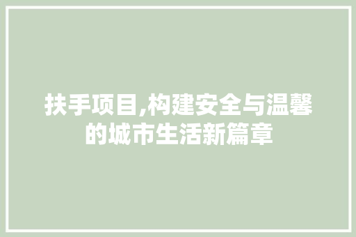 扶手项目,构建安全与温馨的城市生活新篇章