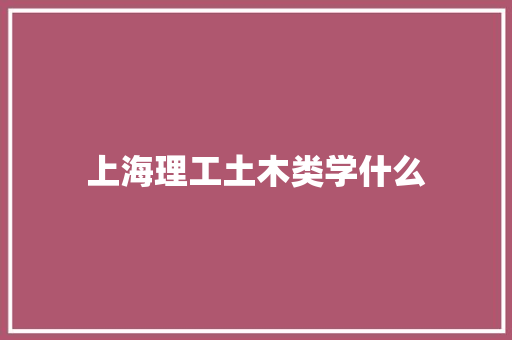 上海理工土木类学什么