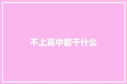 不上高中能干什么