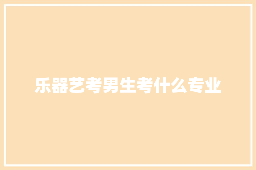 乐器艺考男生考什么专业