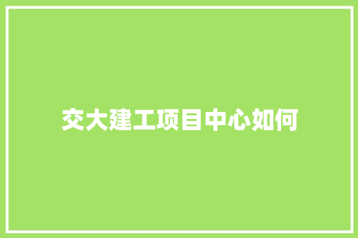 交大建工项目中心如何