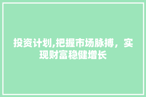 投资计划,把握市场脉搏，实现财富稳健增长