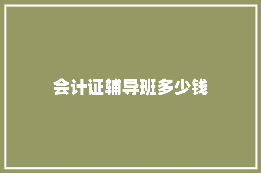 会计证辅导班多少钱
