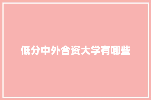 低分中外合资大学有哪些