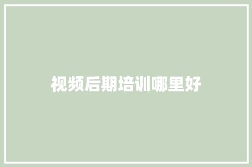 视频后期培训哪里好