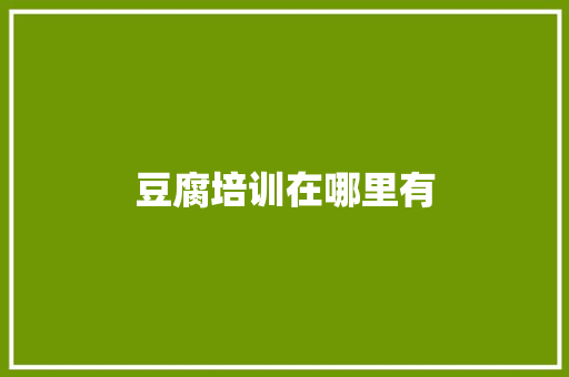 豆腐培训在哪里有
