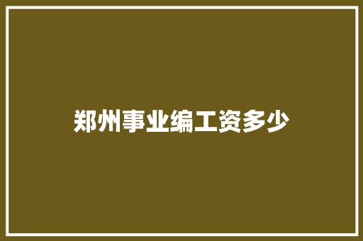 郑州事业编工资多少