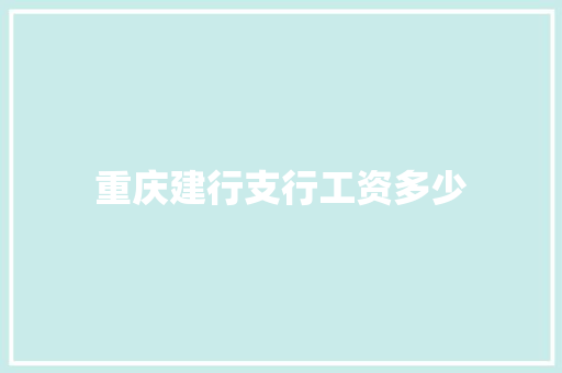 重庆建行支行工资多少