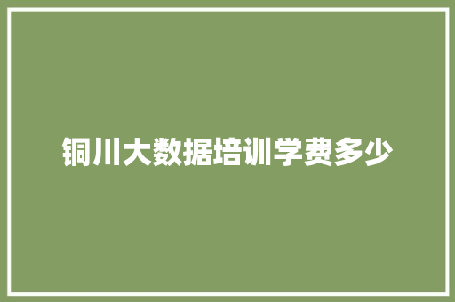 铜川大数据培训学费多少