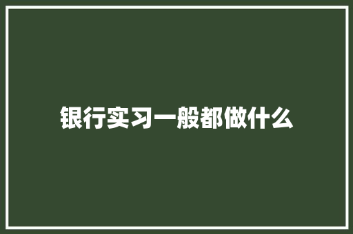 银行实习一般都做什么