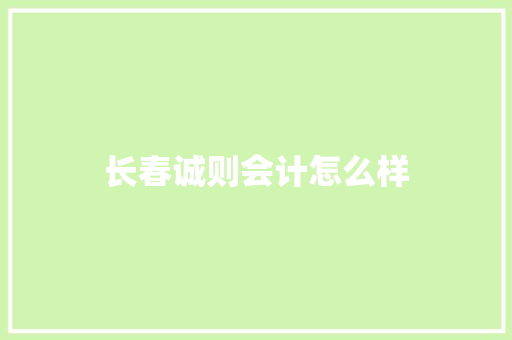长春诚则会计怎么样