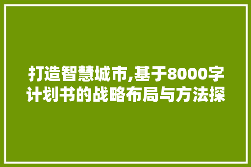 打造智慧城市,基于8000字计划书的战略布局与方法探索