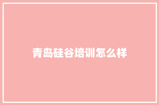 青岛硅谷培训怎么样