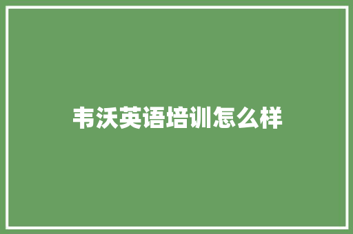 韦沃英语培训怎么样