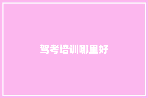 驾考培训哪里好