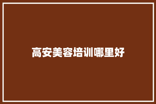 高安美容培训哪里好