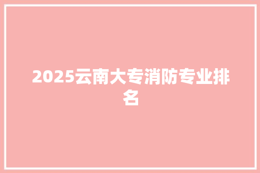 2025云南大专消防专业排名