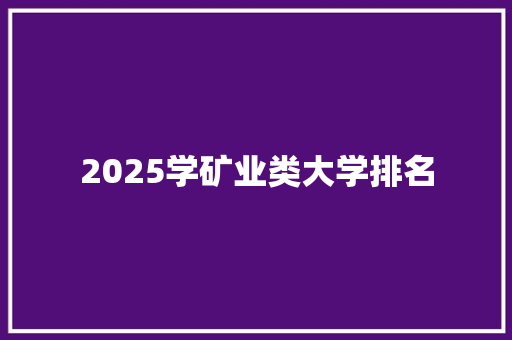 2025学矿业类大学排名